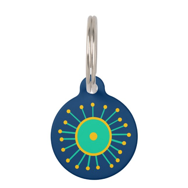 Retro Mod Starburst Huisdierpenning (Voorkant)