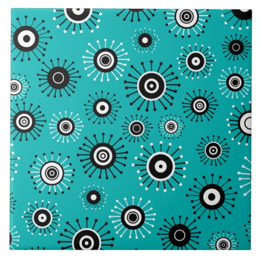 Retro Mod Starburst Tegeltje (Voorkant)