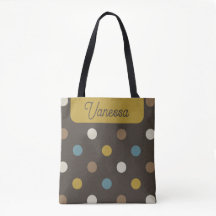 Retro Mod Stippen Blauw Bruin Naam Gepersonaliseer