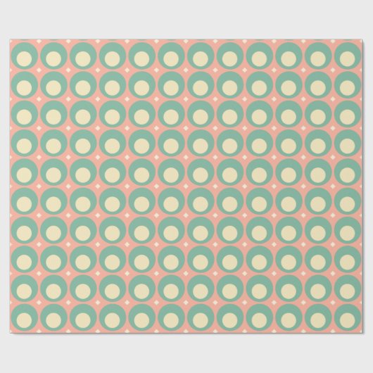 Retro Mod Stippen Pattern Blush Roze en Blauwgroen Cadeaupapier (Vlak)