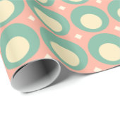 Retro Mod Stippen Pattern Blush Roze en Blauwgroen Cadeaupapier (Rol Hoek)