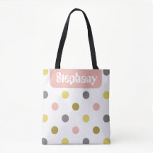 Retro Mod Stippen Roze Geel Naam Gepersonaliseerd