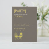 Retro Mod Stoel Paar Eames Trouwreceptie Informatiekaartje (Staand voorkant)