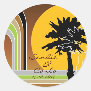 Retro Mod Strepen Tropisch Zomer Bruiloft Sticker