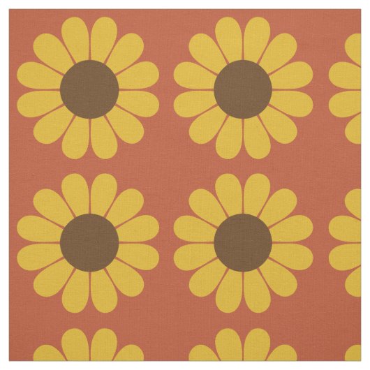 Retro Mod Sunflower Patroon Stof (Swatch)