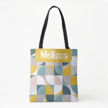 Retro Mod Vierkanten Roze Blauw Naam Gepersonalise