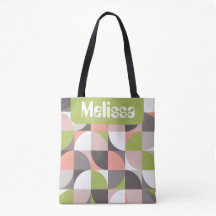 Retro Mod Vierkanten Roze Groen Naam Gepersonalise
