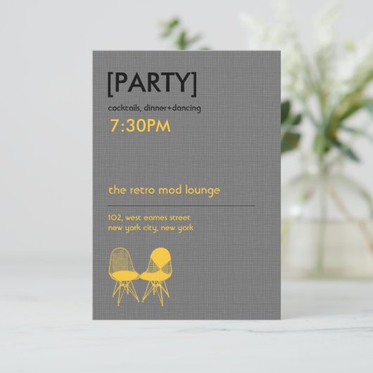 Retro Mod Voorzitter Paar Eames Weddenschappen Rec Kaart (Staand voorkant)