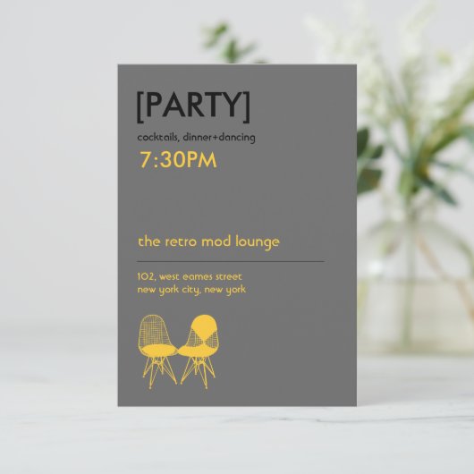 Retro Mod Voorzitter Paar Eames Weddenschappen Rec Kaart (Staand voorkant)