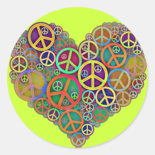 Retro Mod Vrede Ronde Sticker (Voorkant)