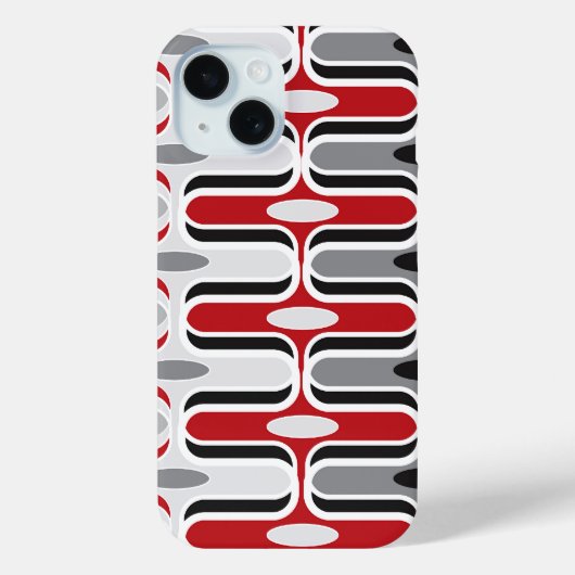 Retro Mod Zig Zag Pattern Red Black Art Case-Mate iPhone Case (Achterkant)