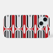 Retro Mod Zig Zag Pattern Red Black Art iPhone 15 Hoesje (Achterkant horizontaal)