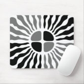 Retro Mod Zwart en Wit Sunburst Geometrische Muis Muismat (Met muis)
