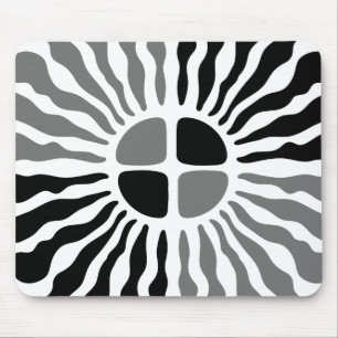 Retro Mod Zwart en Wit Sunburst Geometrische Muis Muismat