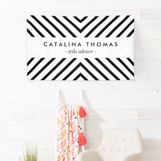 Retro Mod Zwart-wit Patroon Banner (Insitu)