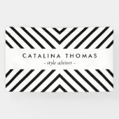 Retro Mod Zwart-wit Patroon Banner (Horizontaal)