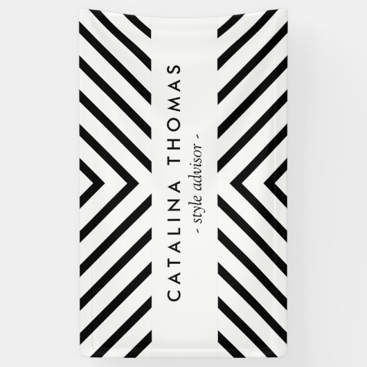 Retro Mod Zwart-wit Patroon Banner (Verticaal)