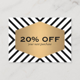 Retro Mod Zwart Wit Patroon Goud Embleem Coupon