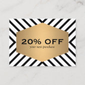 Retro Mod Zwart Wit Patroon Goud Embleem Coupon (Voorkant)