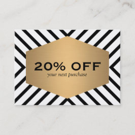 Retro Mod Zwart Wit Patroon Goud Embleem Coupon