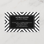 Retro Mod Zwart-wit Patroon Goud Monogram II Visitekaartje (Achterkant)