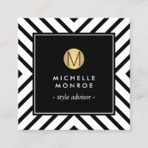 Retro Mod zwart/wit patroon gouden cirkel monogram