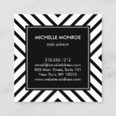 Retro Mod zwart/wit patroon gouden cirkel monogram Vierkante Visitekaartje (Achterkant)