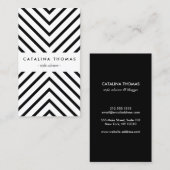 Retro Mod Zwart-wit Patroon Verticaal Visitekaartje (Voorkant / Achterkant)