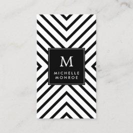 Retro Mod zwart-wit patroon vet monogram Visitekaartje