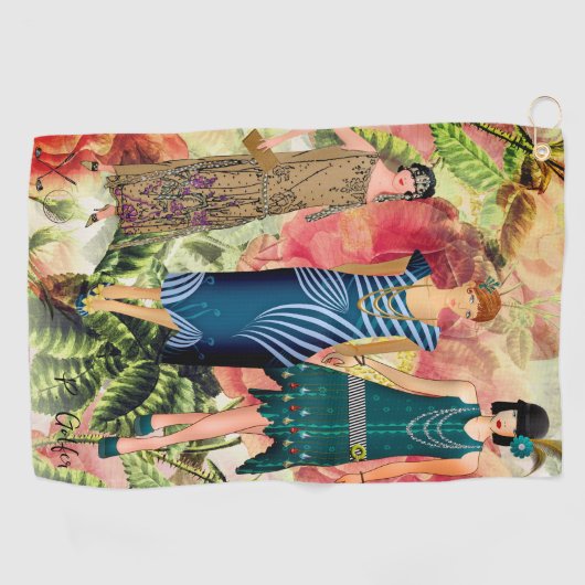 Retro Mode Dames Gepersonaliseerde Golfhanddoek (Horizontaal)