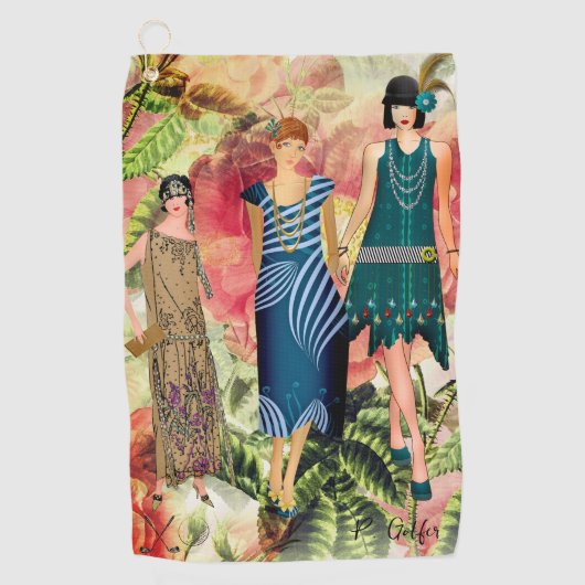 Retro Mode Dames Gepersonaliseerde Golfhanddoek (Voorkant)