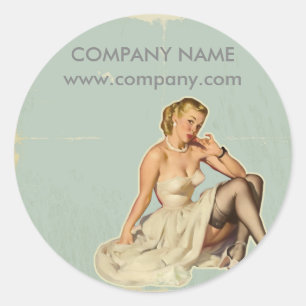 Retro Mode Girl Hair Stylist Makeup Artist Ronde Sticker