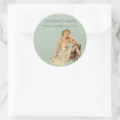 Retro Mode Girl Hair Stylist Makeup Artist Ronde Sticker (Tas)