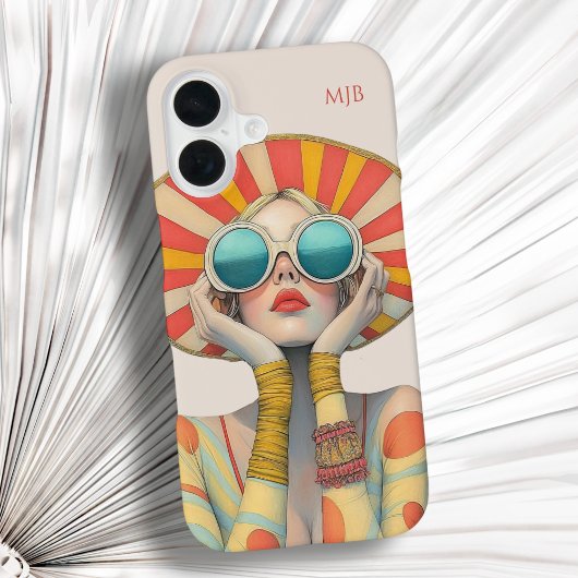 Retro Mode Glamour Model met Monogram iPhone 16 Hoesje