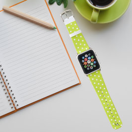 Retro Mode Green Polka Dots Pattern Monogramed Apple Horlogebandje