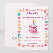 Retro Mode iconen met kleurrijke verjaardagstaart Kaart (Voorkant / Achterkant)