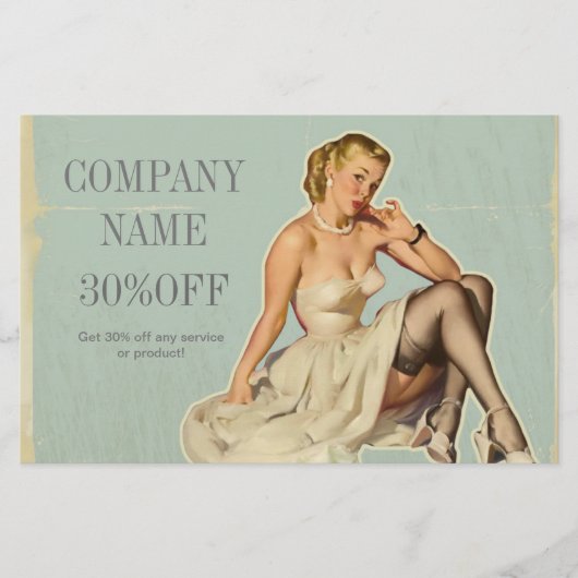 Retro Mode Meisje Kapper Visagist Flyer (Voorkant)