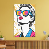 Retro Mode Pop Art - 1980's Inspired Canvas Afdruk (Insitu (Woonkamer))