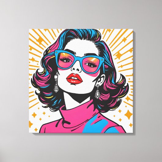 Retro Mode Pop Art - 1980's Inspired Canvas Afdruk (Voorkant)