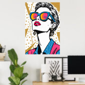 Retro Mode Pop Art - 1980's Inspired Poster (Thuiskantoor)