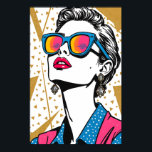 Retro Mode Pop Art - 1980's Inspired Poster<br><div class="desc">Kanaliseer het gedurfde zelfvertrouwen en de elektrische energie van de jaren tachtig met deze verbluffende Glam Pop Art-print. Geïnspireerd door de iconische covers van mode magazines, vangt dit stuk een moment van pure, unapologetic stijl. Onze muze met hoge mode kijkt omhoog, haar oversized zonnebril reflecteert een levendige neonzonsondergang - een...</div>