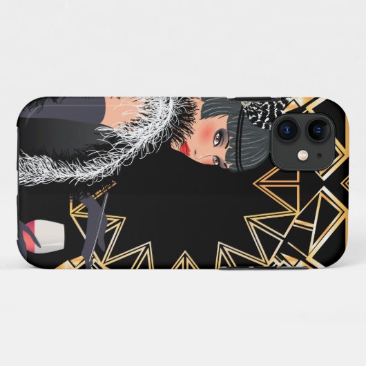 Retro mode vrouw met glas wijn Case-Mate iPhone case (Achterkant (horizontaal))