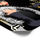 Retro mode vrouw met glas wijn poster (Hoek)