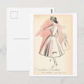 Retro modeontwerp voor roze jasjurk briefkaart (Voorkant / Achterkant)