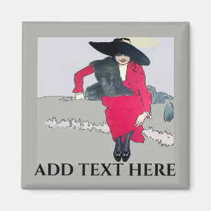 Retro modeposter, voeg tekst toe magneet