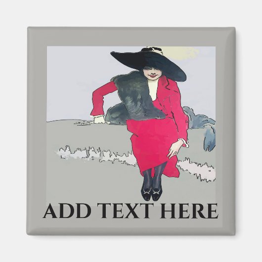 Retro modeposter, voeg tekst toe magneet (Voorkant)