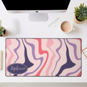 Retro Modern Abstract Marmer Swirl Roze en Paarse Bureaumat