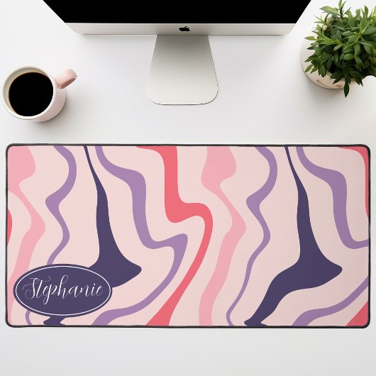 Retro Modern Abstract Marmer Swirl Roze en Paarse Bureaumat