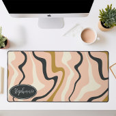 Retro Modern Abstract Marmer Swirl Roze Goud Zwart Bureaumat