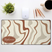 Retro Modern Abstract marmer werveling bruin en cr Bureaumat